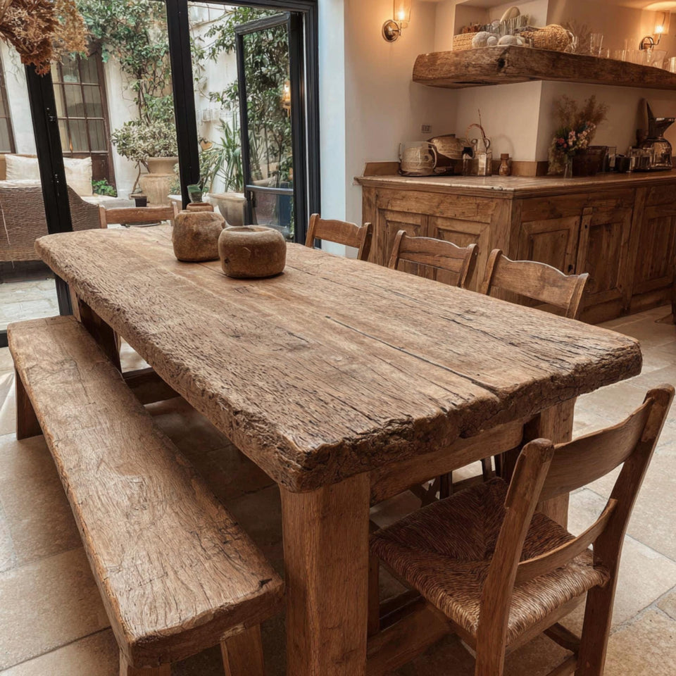 Handmade Solid Wood Rustic Farmhouse Dining Table – Custom Country Furniture