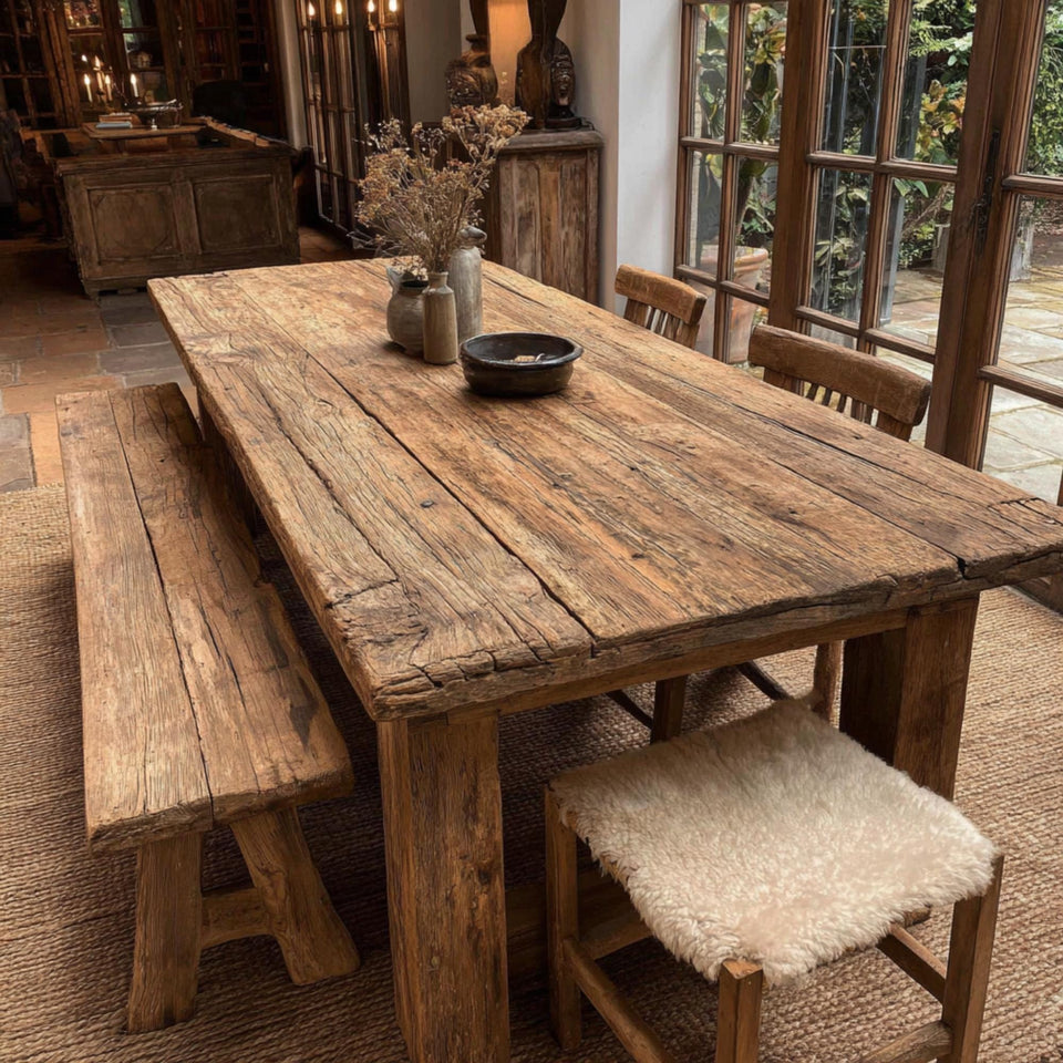 Custom Solid Wood Dining Table | Rustic Farmhouse Kitchen Furniture