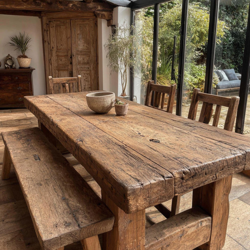 Handmade Solid Wood Rustic Farmhouse Dining Table – Custom Country Furniture