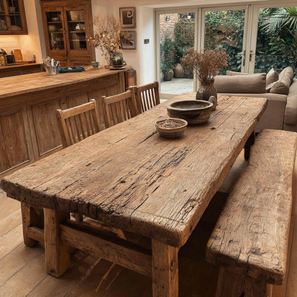 Handmade Solid Wood Rustic Farmhouse Dining Table – Custom Country Furniture