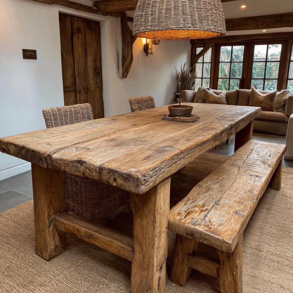 Rustic Live Edge Walnut Table – Solid Handmade Wooden Dining Table