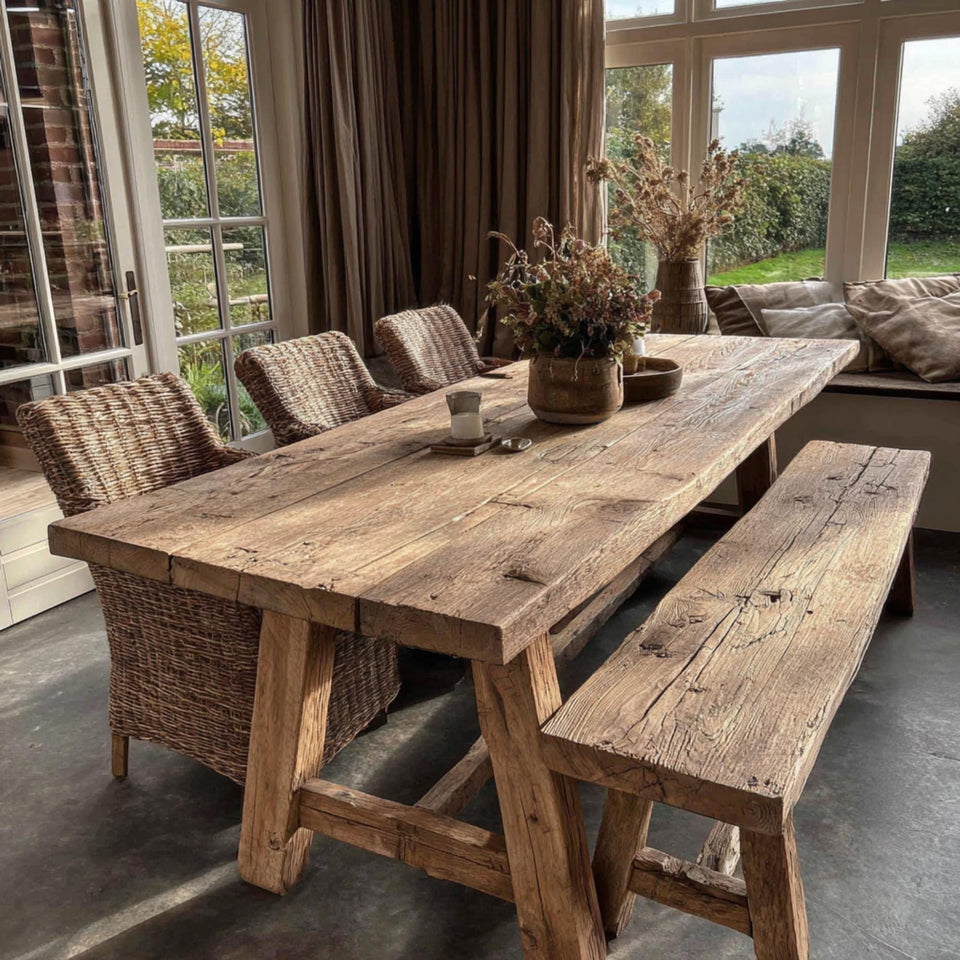 Walnut Live Edge Dining Table – Handmade Solid Rustic Wooden Table
