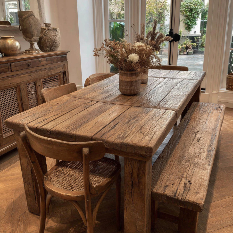 Custom Solid Wood Dining Table | Rustic Farmhouse Kitchen Furniture