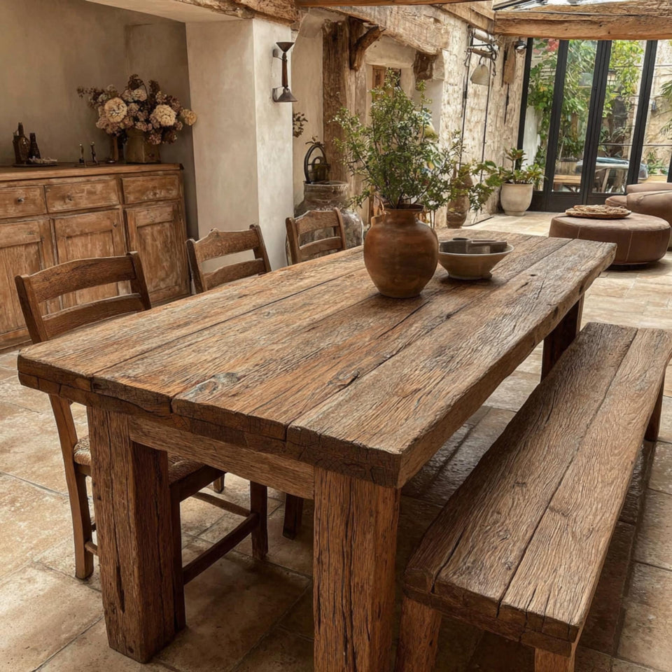 Custom Solid Wood Dining Table | Rustic Farmhouse Kitchen Furniture