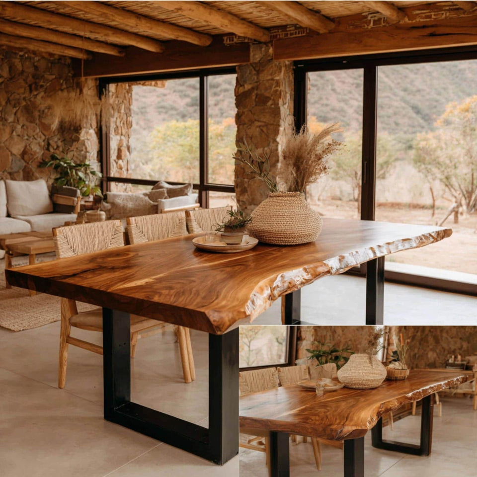Handmade Solid Wood Table - Walnut Dining Table - Live Edge Kitchen Table - Custom Furniture - Premium Hardwood Table