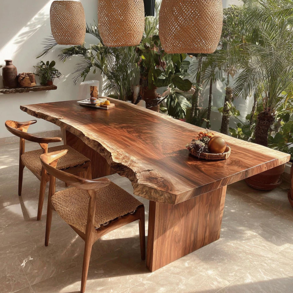 Custom Solid Walnut Table - Handmade Dining Table - Natural Wood Table - Live Edge Kitchen Table - Made to Order