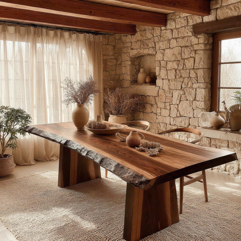 Custom Walnut Dining Table - Solid Wood Table - Live Edge Dining Table - Rustic Kitchen Table - Handmade Furniture