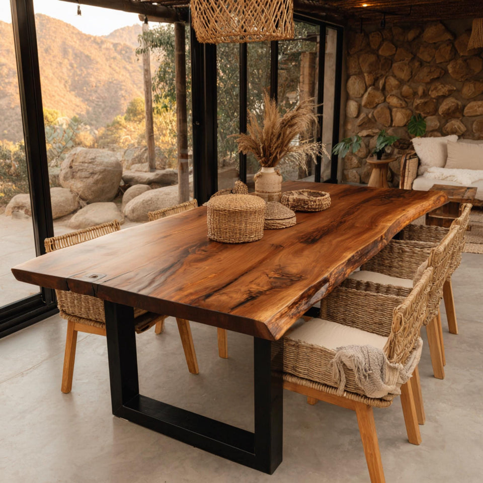 Handmade Solid Wood Table - Walnut Dining Table - Live Edge Kitchen Table - Custom Furniture - Premium Hardwood Table