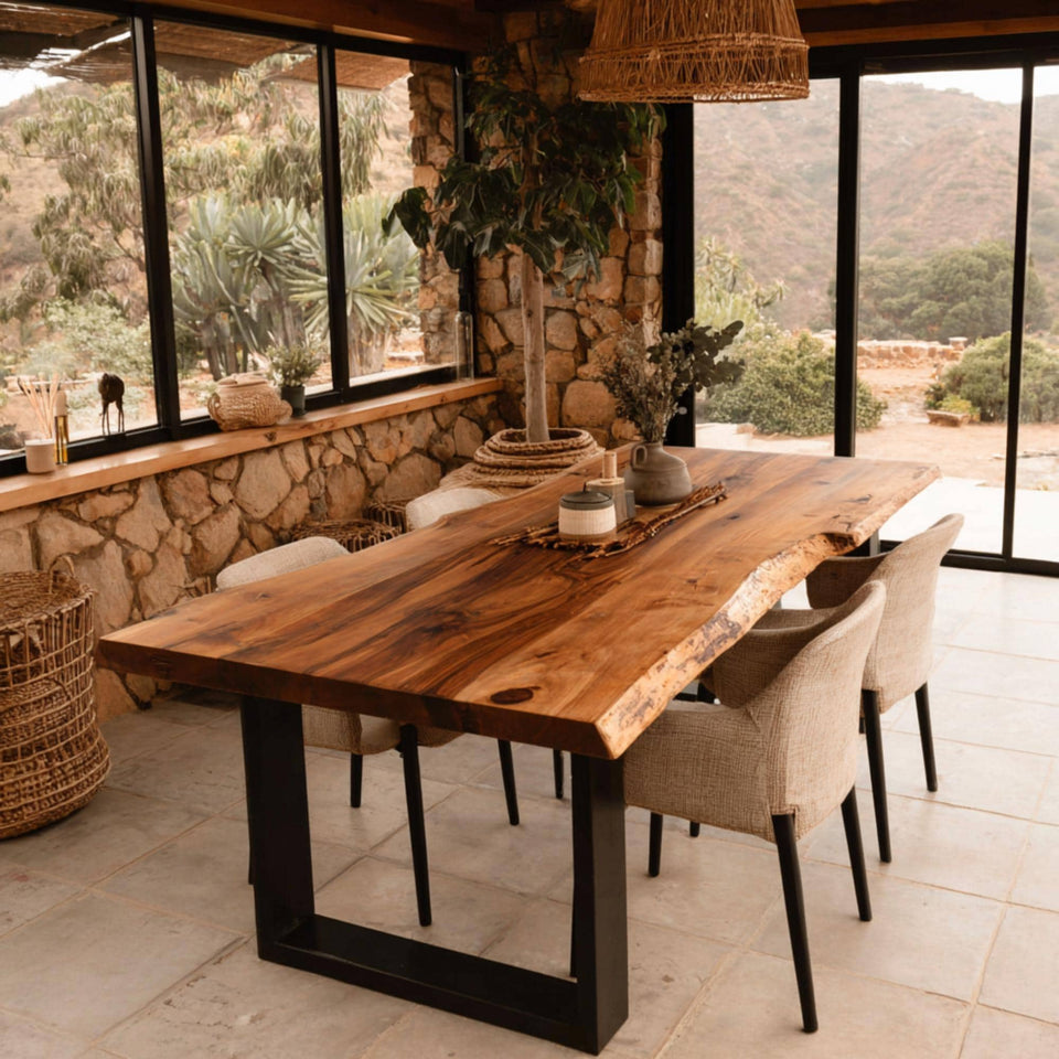Handmade Solid Wood Table - Walnut Dining Table - Live Edge Kitchen Table - Custom Furniture - Premium Hardwood Table