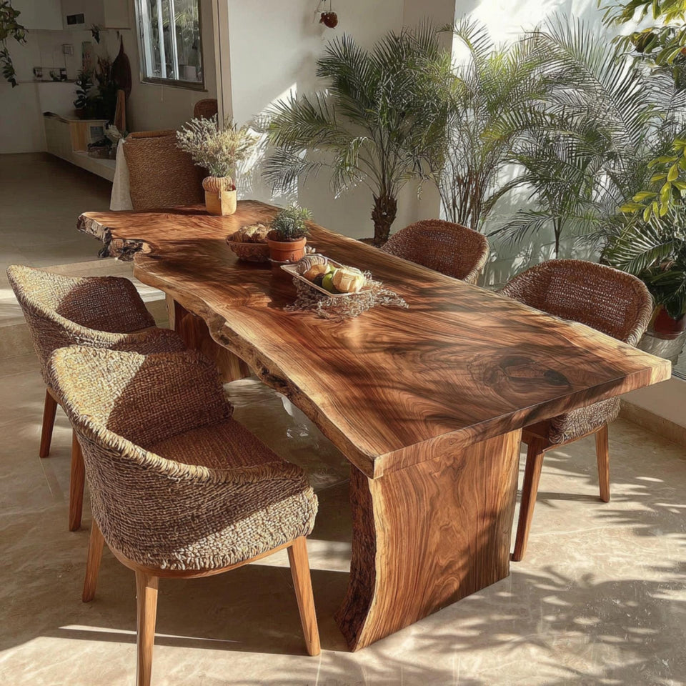 Custom Solid Walnut Table - Handmade Dining Table - Natural Wood Table - Live Edge Kitchen Table - Made to Order