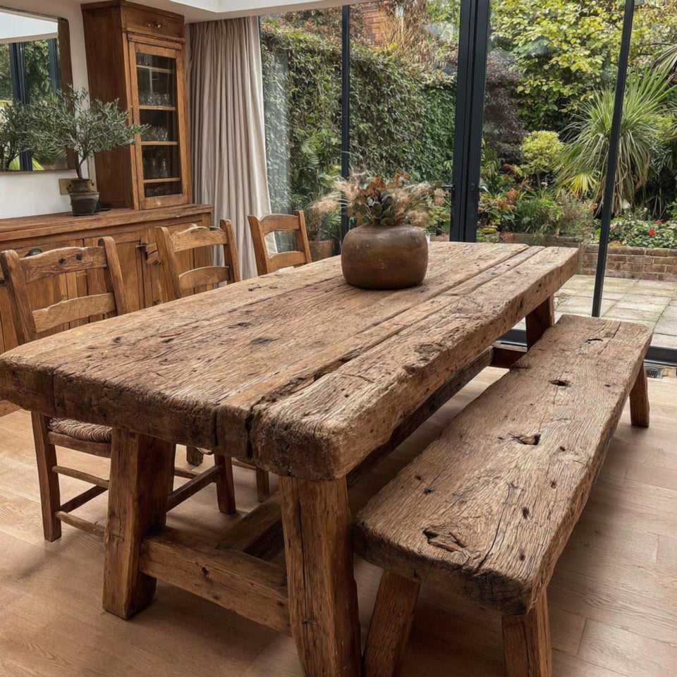 Handmade Solid Wood Rustic Dining Table | Custom Farmhouse Furniture