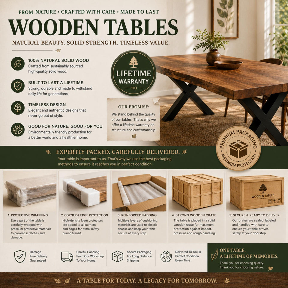 Custom Solid Wood Dining Table | Rustic Farmhouse Kitchen Furniture