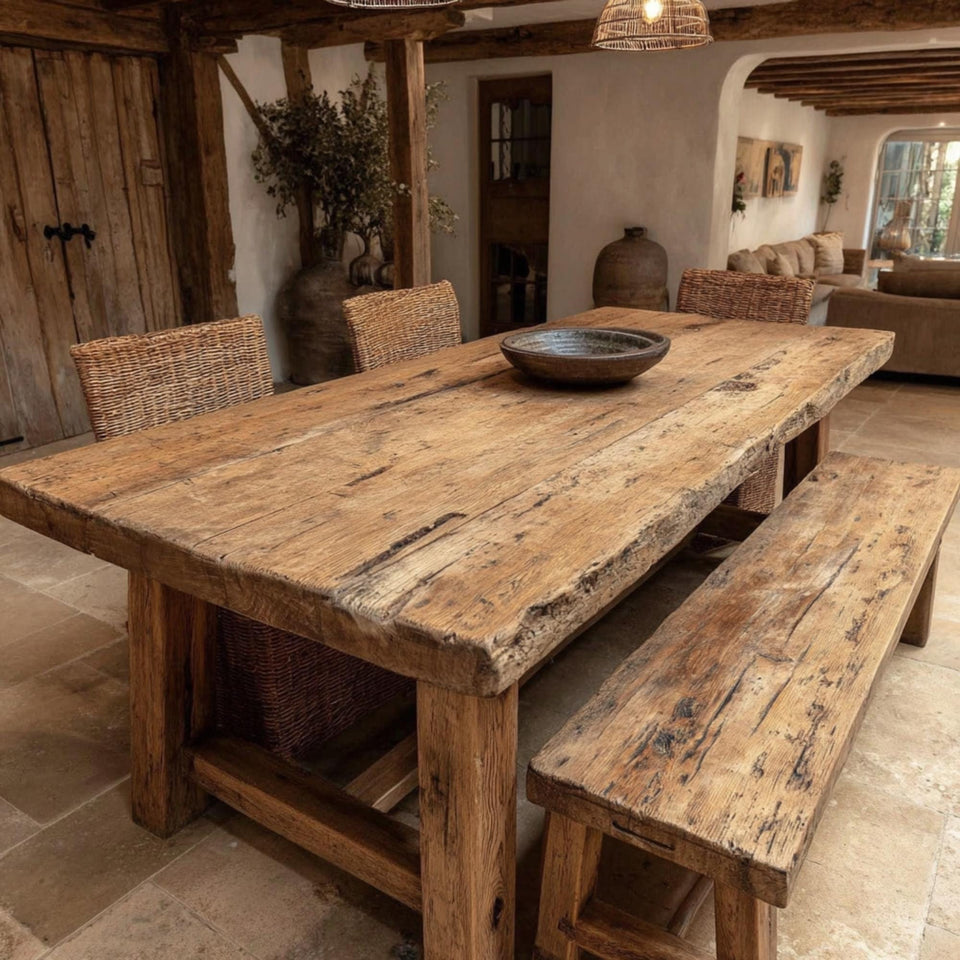 Rustic Live Edge Walnut Table – Solid Handmade Wooden Dining Table