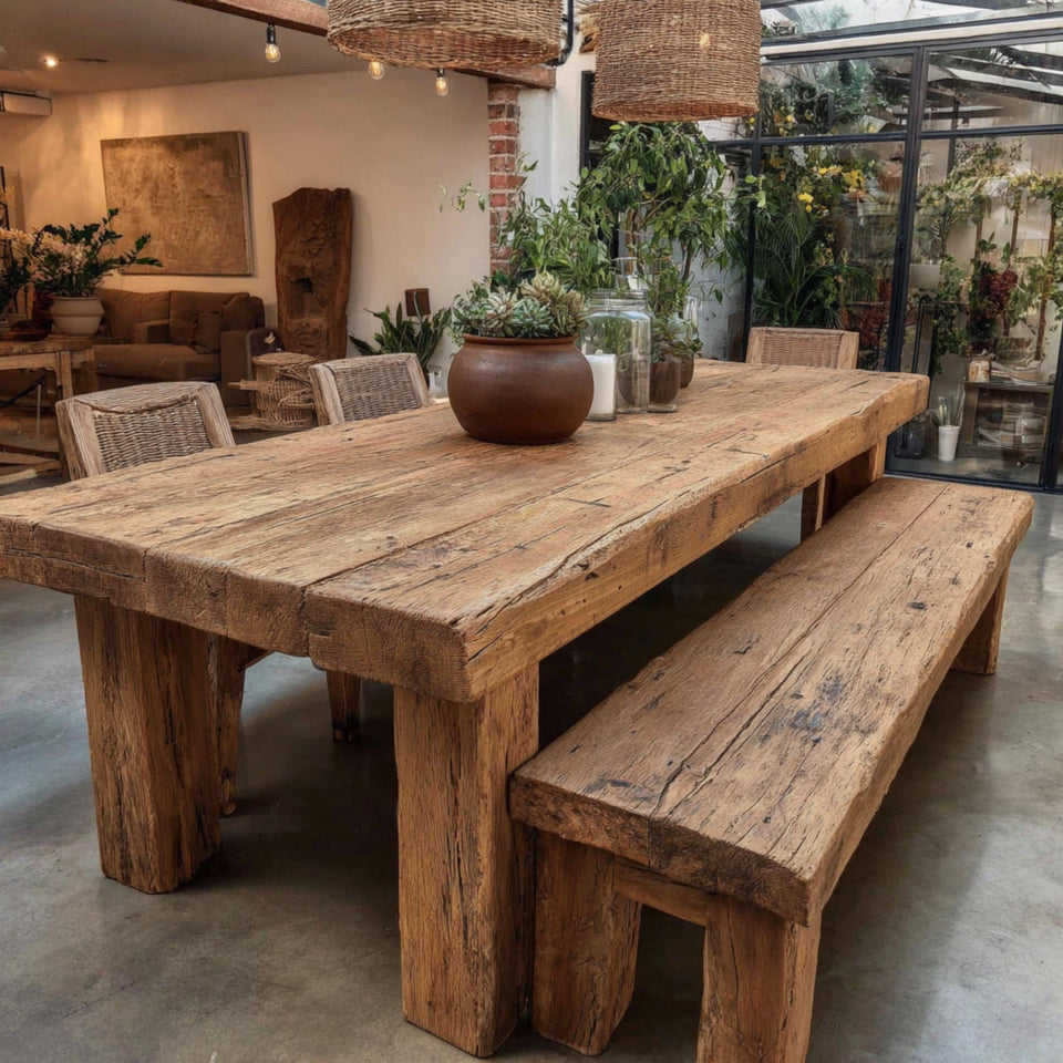 Rustic Live Edge Walnut Table – Solid Handmade Wooden Dining Table