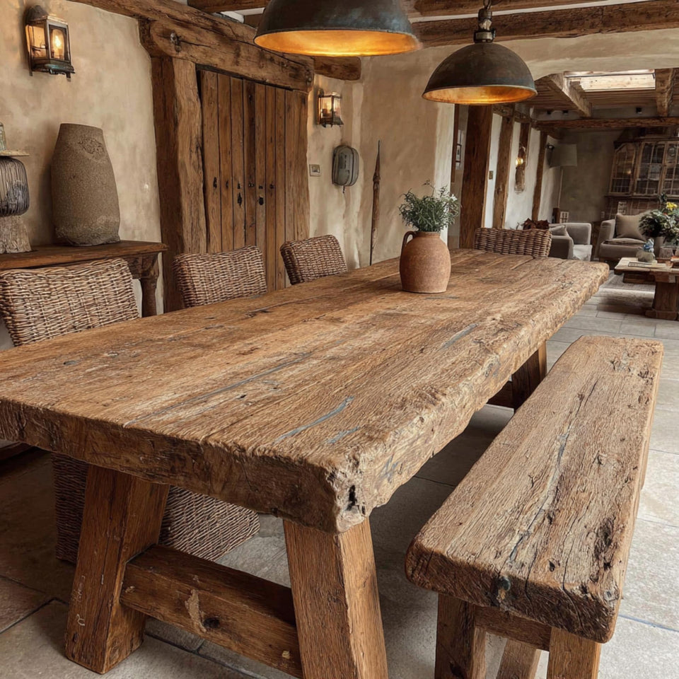 Rustic Live Edge Walnut Table – Solid Handmade Wooden Dining Table