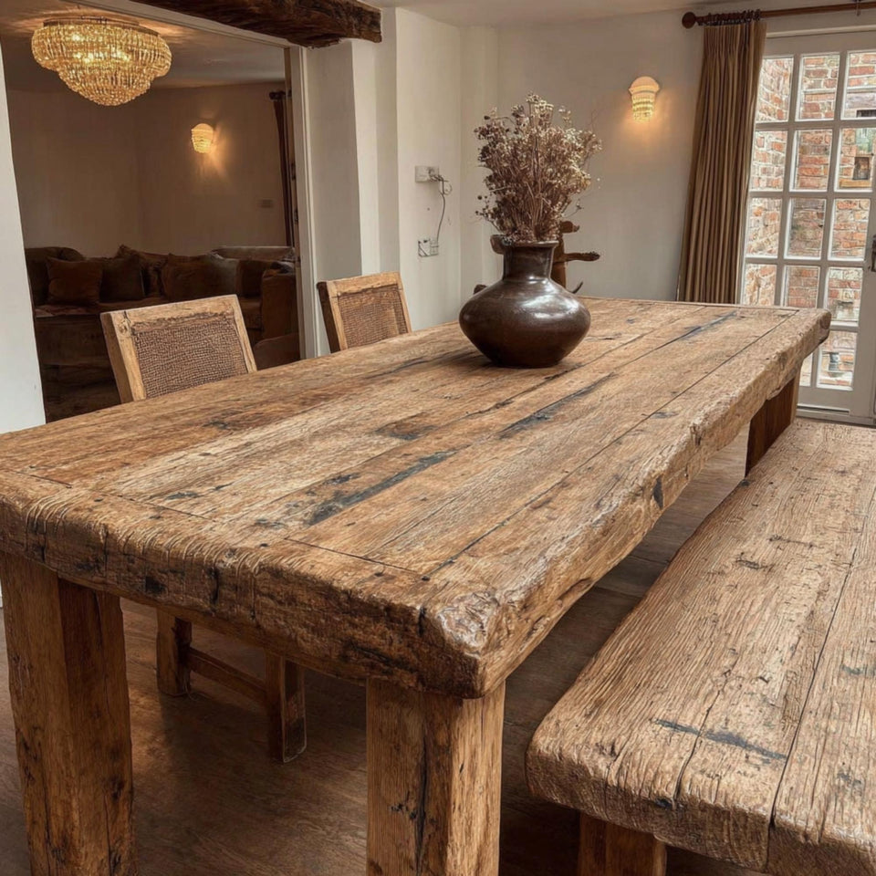 Rustic Live Edge Walnut Table – Solid Handmade Wooden Dining Table