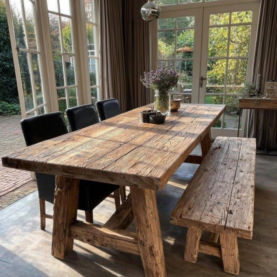 Walnut Live Edge Dining Table – Handmade Solid Rustic Wooden Table
