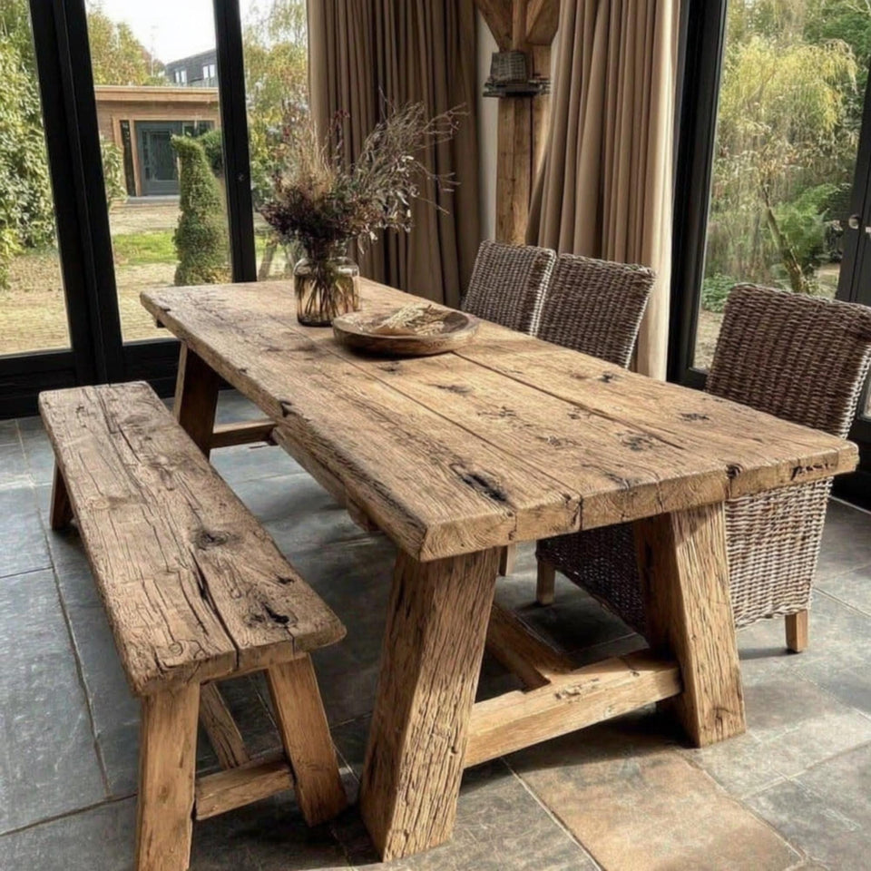 Walnut Live Edge Dining Table – Handmade Solid Rustic Wooden Table