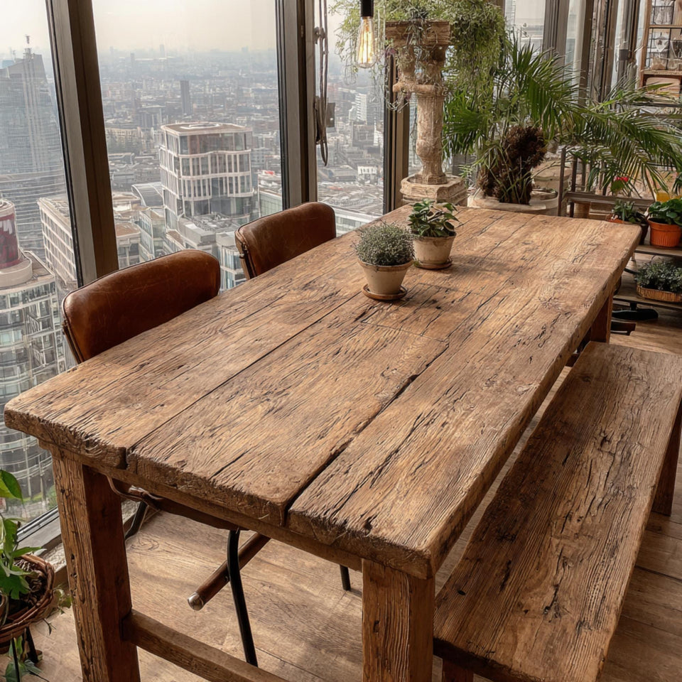 Handmade Walnut Dining Table – Solid Rustic Wooden Farmhouse Table