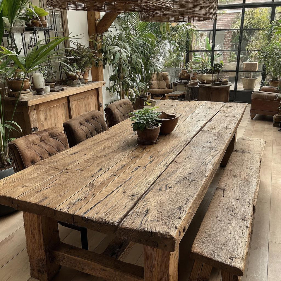 Solid Wood Farmhouse Dining Table | Rustic Custom Handmade Furniture