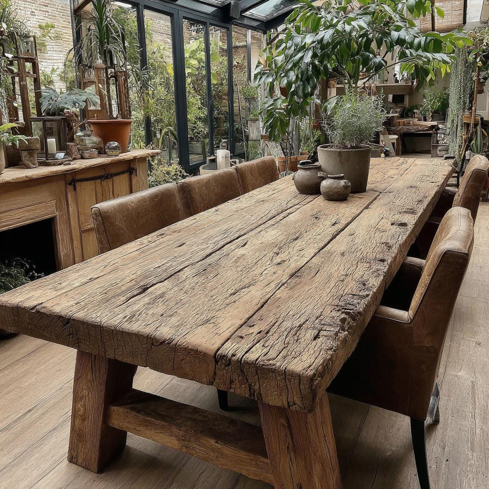 Handmade Solid Walnut Dining Table – Rustic Wooden Farmhouse Table