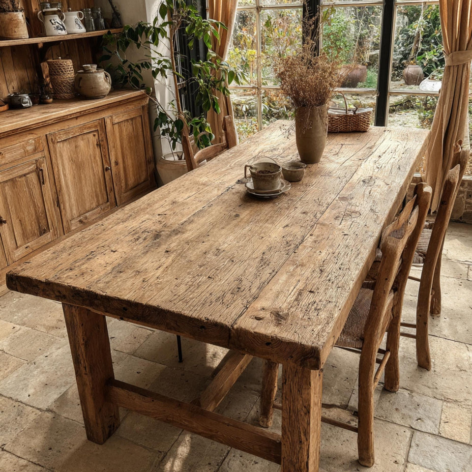 Solid Wooden Rustic Dining Table – Handmade Live Edge Walnut Table