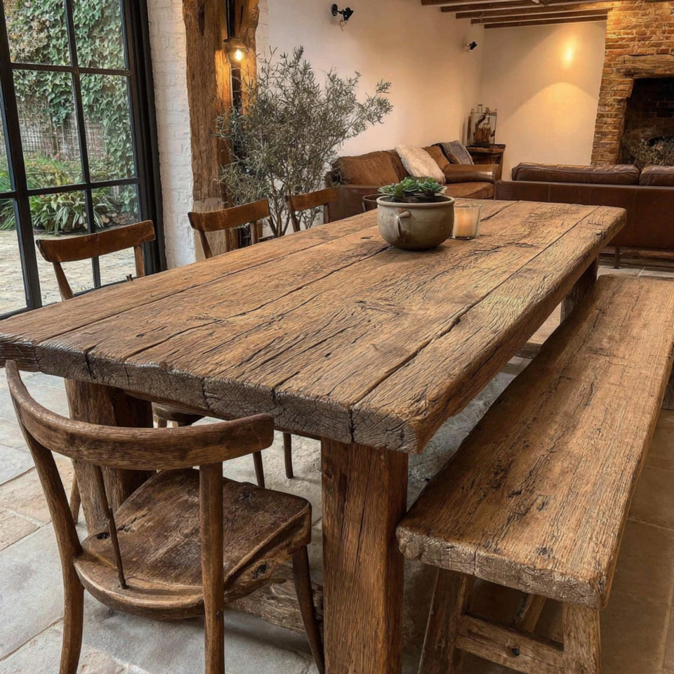 Handmade Solid Wood Rustic Farmhouse Dining Table – Custom Country Furniture