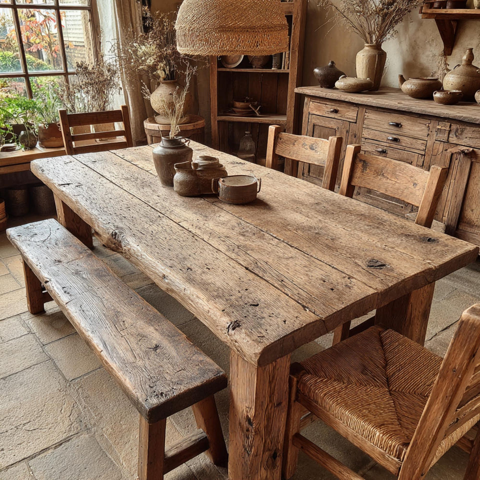 Live Edge Walnut Dining Table – Handmade Rustic Solid Wooden Table