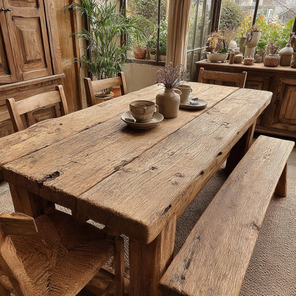 Live Edge Walnut Dining Table – Handmade Rustic Solid Wooden Table