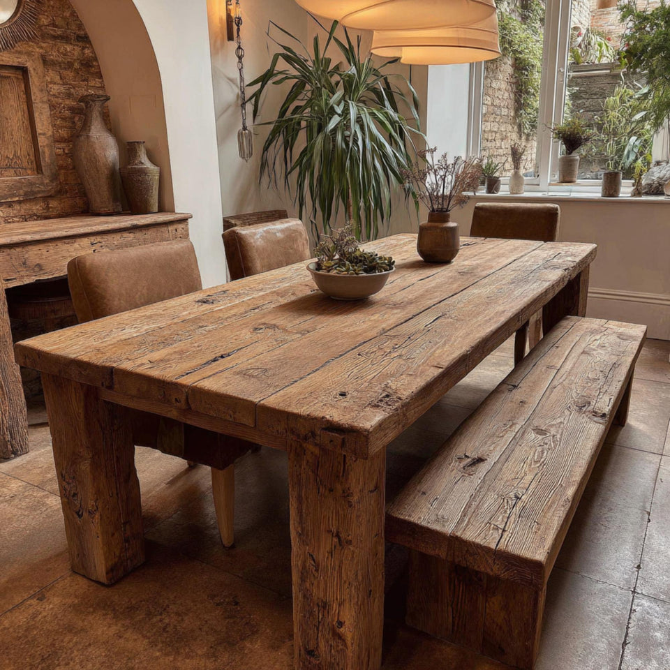 Rustic Live Edge Walnut Table – Solid Handmade Wooden Dining Table
