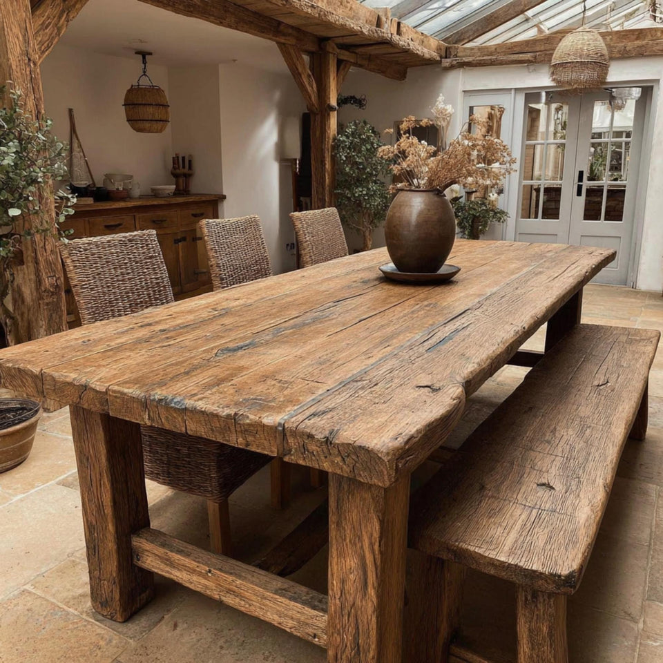 Rustic Live Edge Walnut Table – Solid Handmade Wooden Dining Table