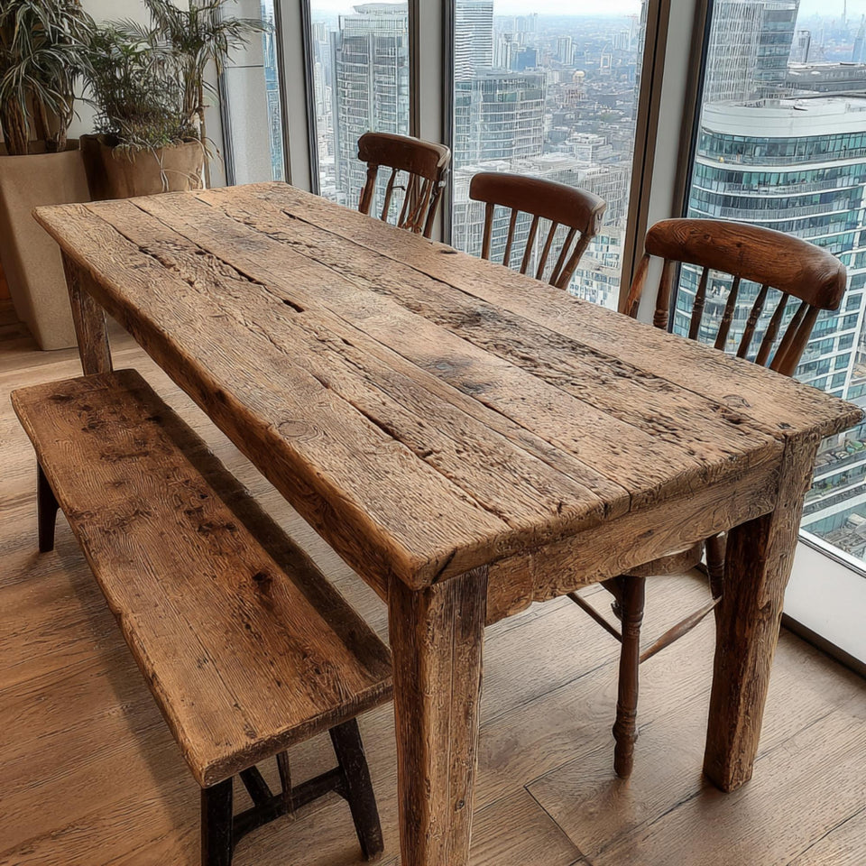 Handmade Walnut Dining Table – Solid Rustic Wooden Farmhouse Table
