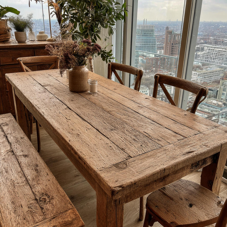 Handmade Walnut Dining Table – Solid Rustic Wooden Farmhouse Table