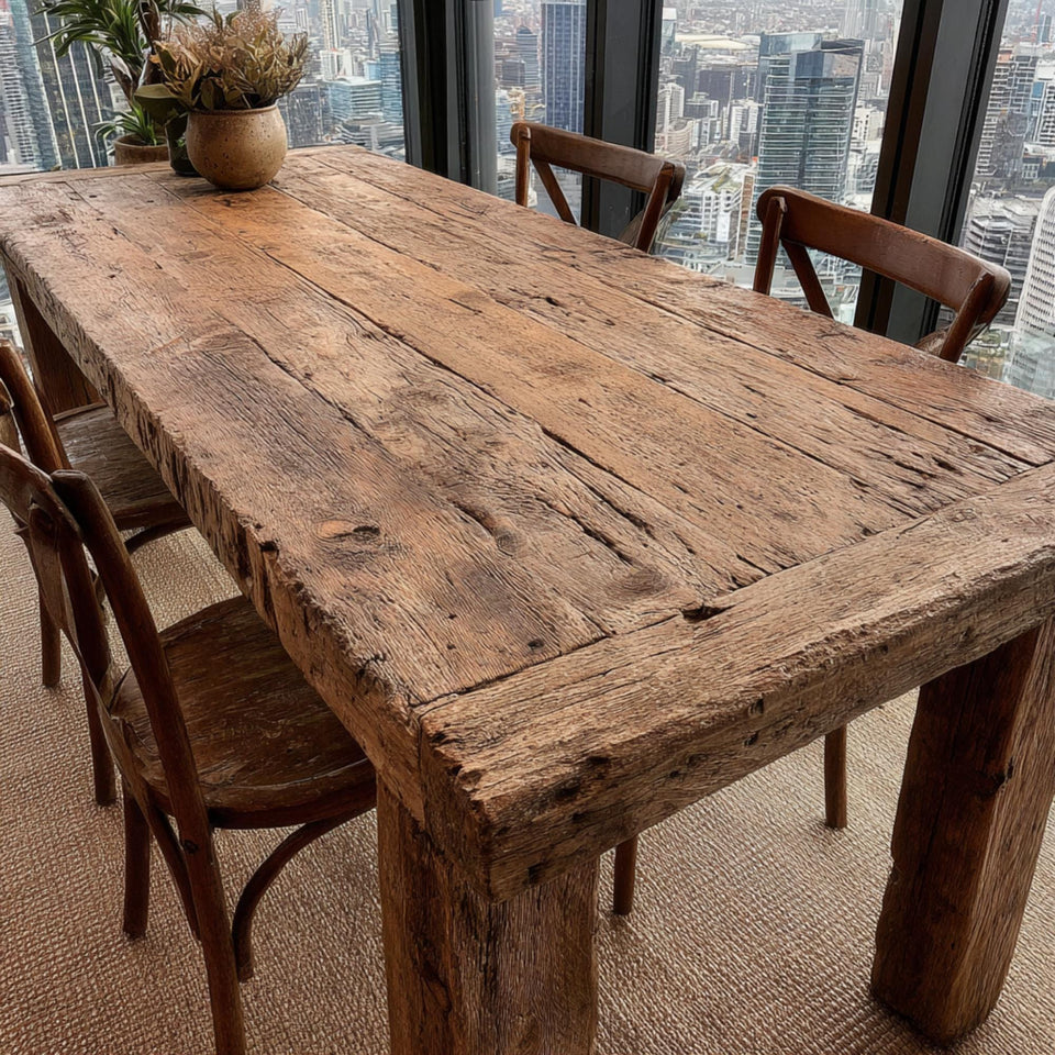 Handmade Walnut Dining Table – Solid Rustic Wooden Farmhouse Table