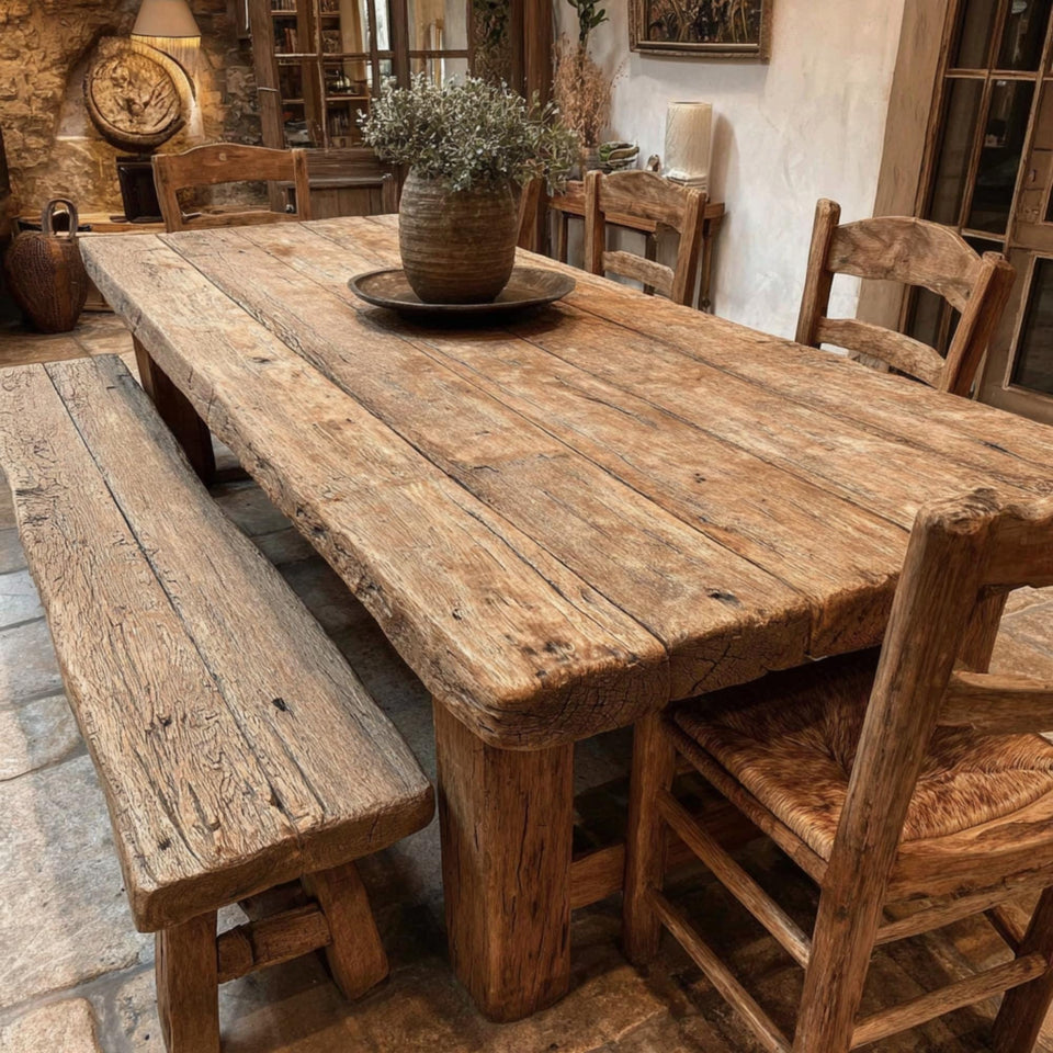 Custom Solid Wood Dining Table | Rustic Farmhouse Kitchen Furniture