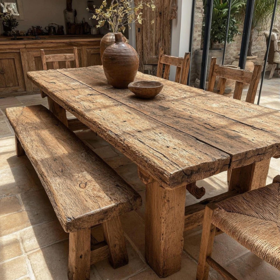 Custom Solid Wood Dining Table | Rustic Farmhouse Kitchen Furniture