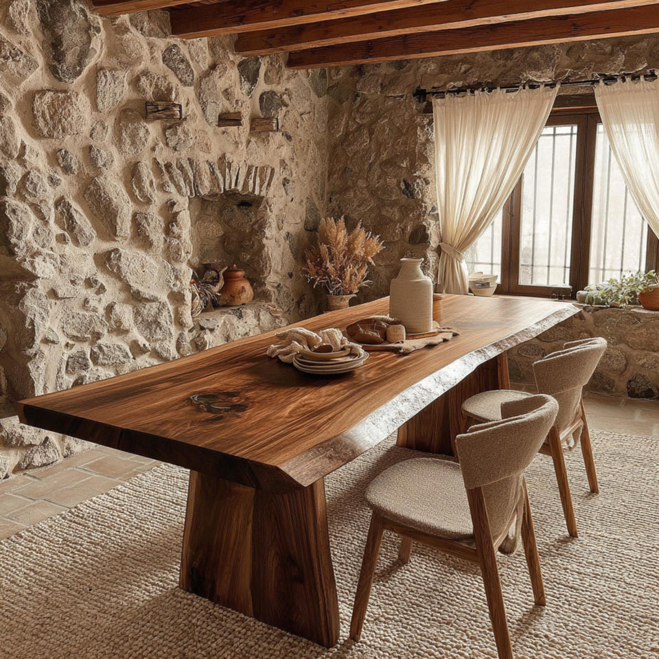 Custom Walnut Dining Table - Solid Wood Table - Live Edge Dining Table - Rustic Kitchen Table - Handmade Furniture