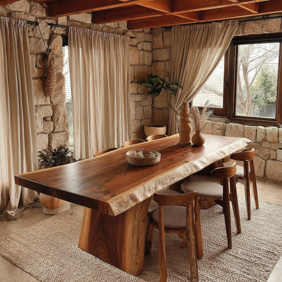 Custom Walnut Dining Table - Solid Wood Table - Live Edge Dining Table - Rustic Kitchen Table - Handmade Furniture