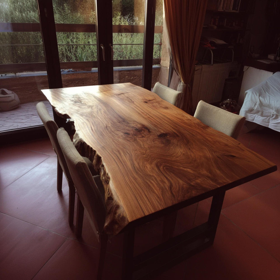 Handmade Solid Wood Table - Walnut Dining Table - Live Edge Kitchen Table - Custom Furniture - Premium Hardwood Table