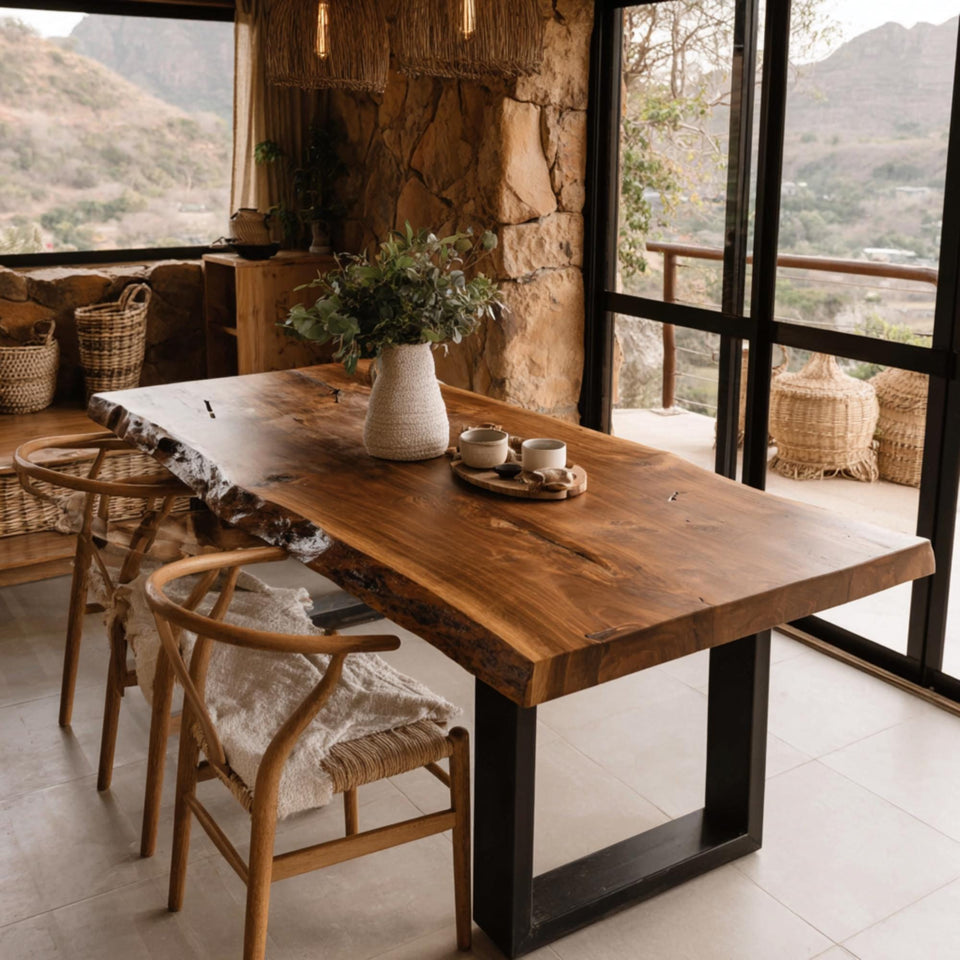 Handmade Solid Wood Table - Walnut Dining Table - Live Edge Kitchen Table - Custom Furniture - Premium Hardwood Table