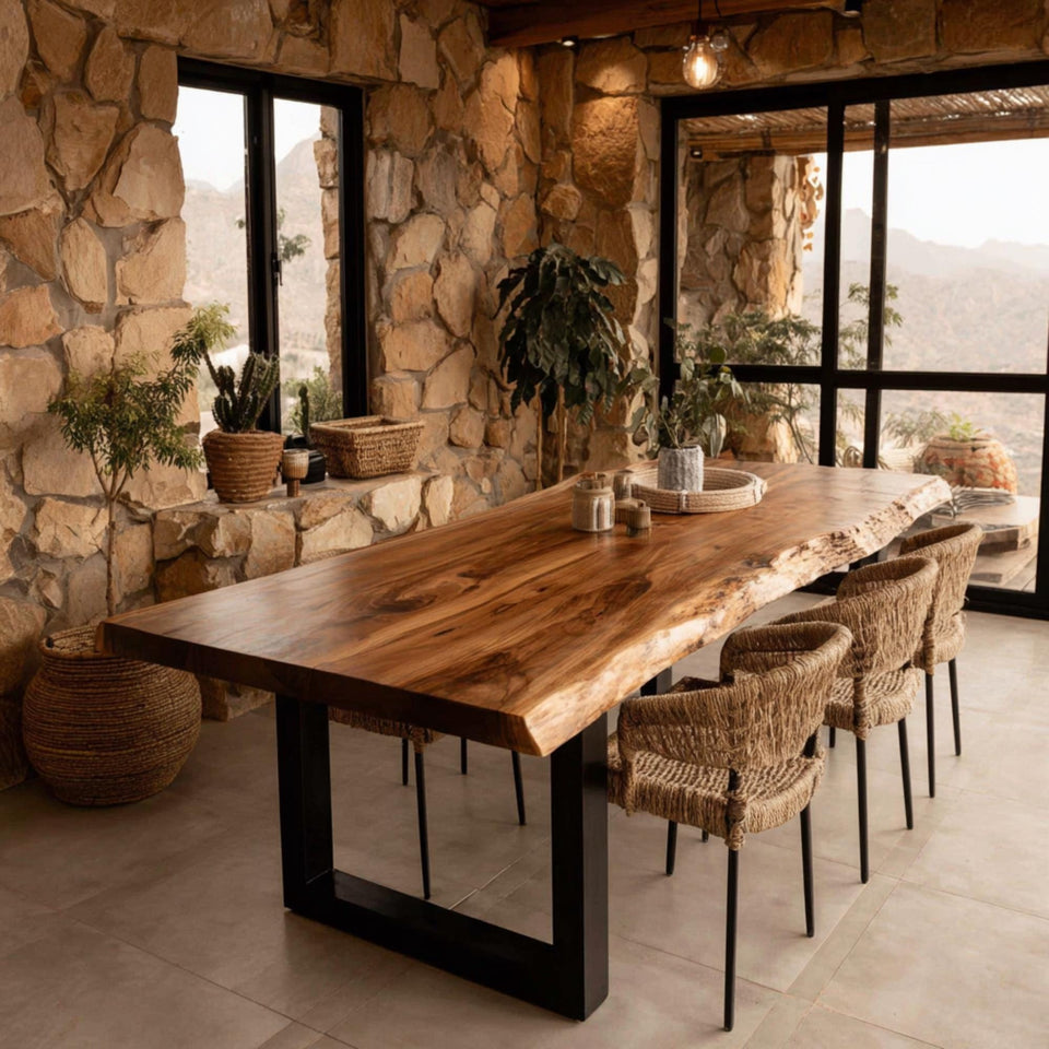 Handmade Solid Wood Table - Walnut Dining Table - Live Edge Kitchen Table - Custom Furniture - Premium Hardwood Table