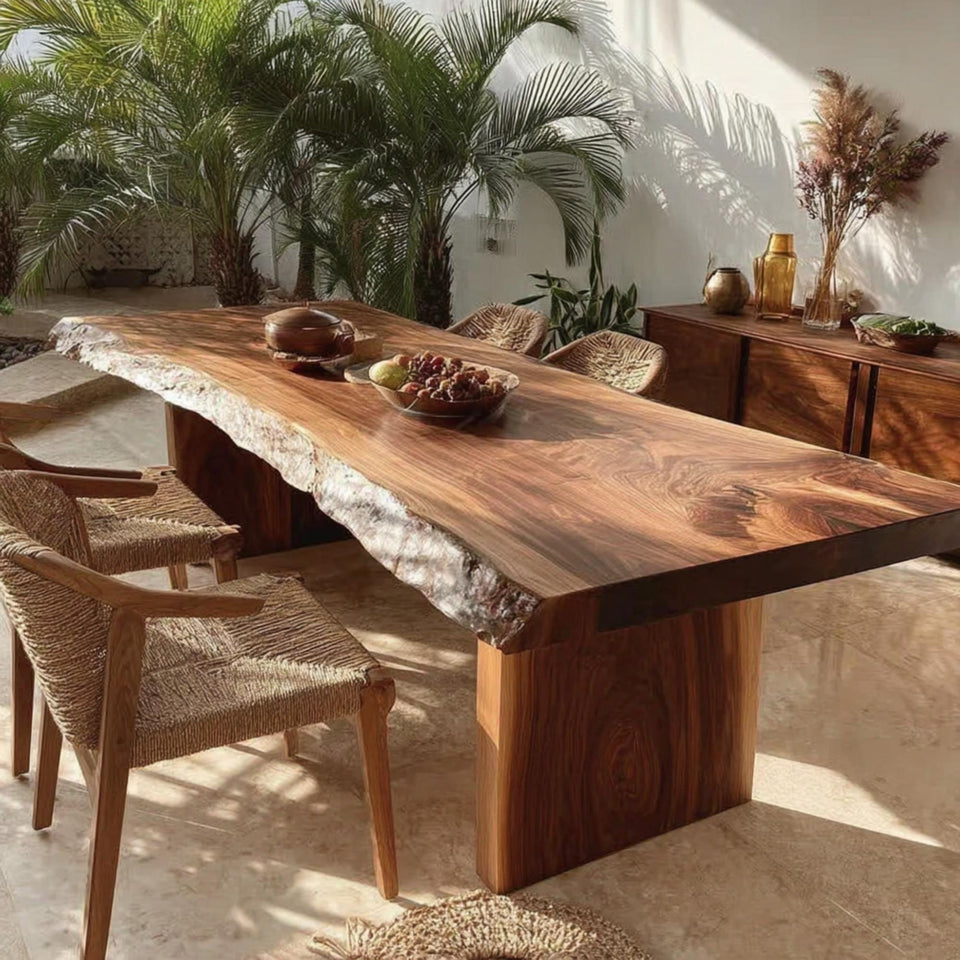 Custom Solid Walnut Table - Handmade Dining Table - Natural Wood Table - Live Edge Kitchen Table - Made to Order