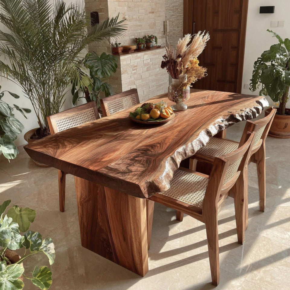 Custom Solid Walnut Table - Handmade Dining Table - Natural Wood Table - Live Edge Kitchen Table - Made to Order