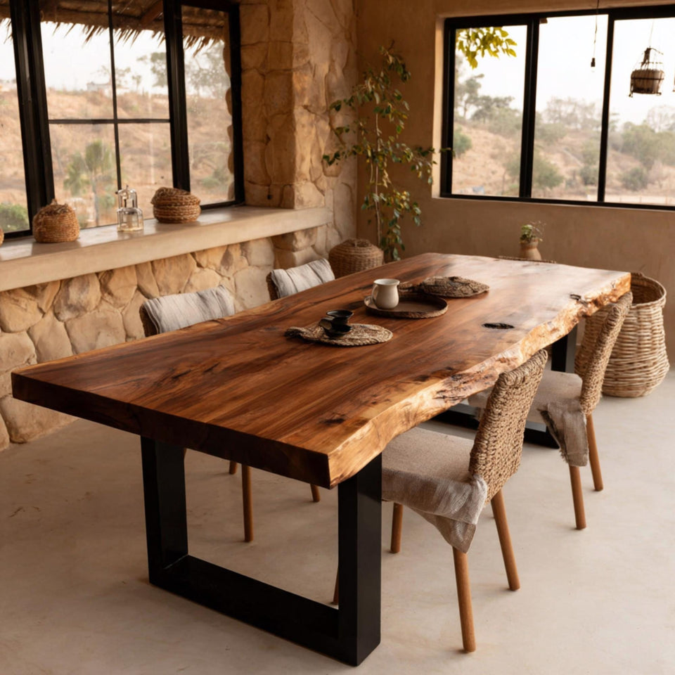 Handmade Solid Wood Table - Walnut Dining Table - Live Edge Kitchen Table - Custom Furniture - Premium Hardwood Table