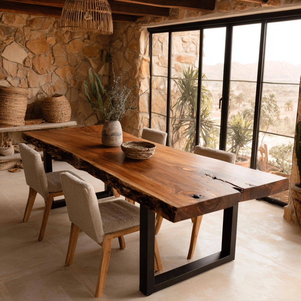 Handmade Solid Wood Table - Walnut Dining Table - Live Edge Kitchen Table - Custom Furniture - Premium Hardwood Table