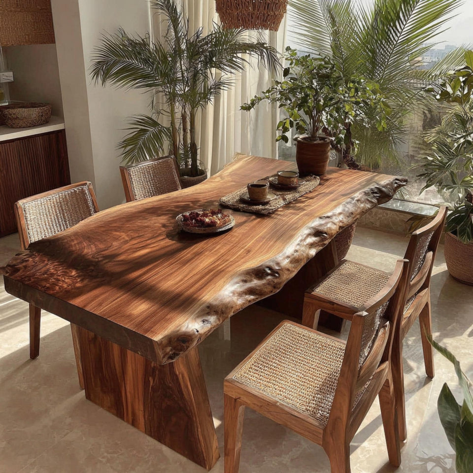 Custom Solid Walnut Table - Handmade Dining Table - Natural Wood Table - Live Edge Kitchen Table - Made to Order