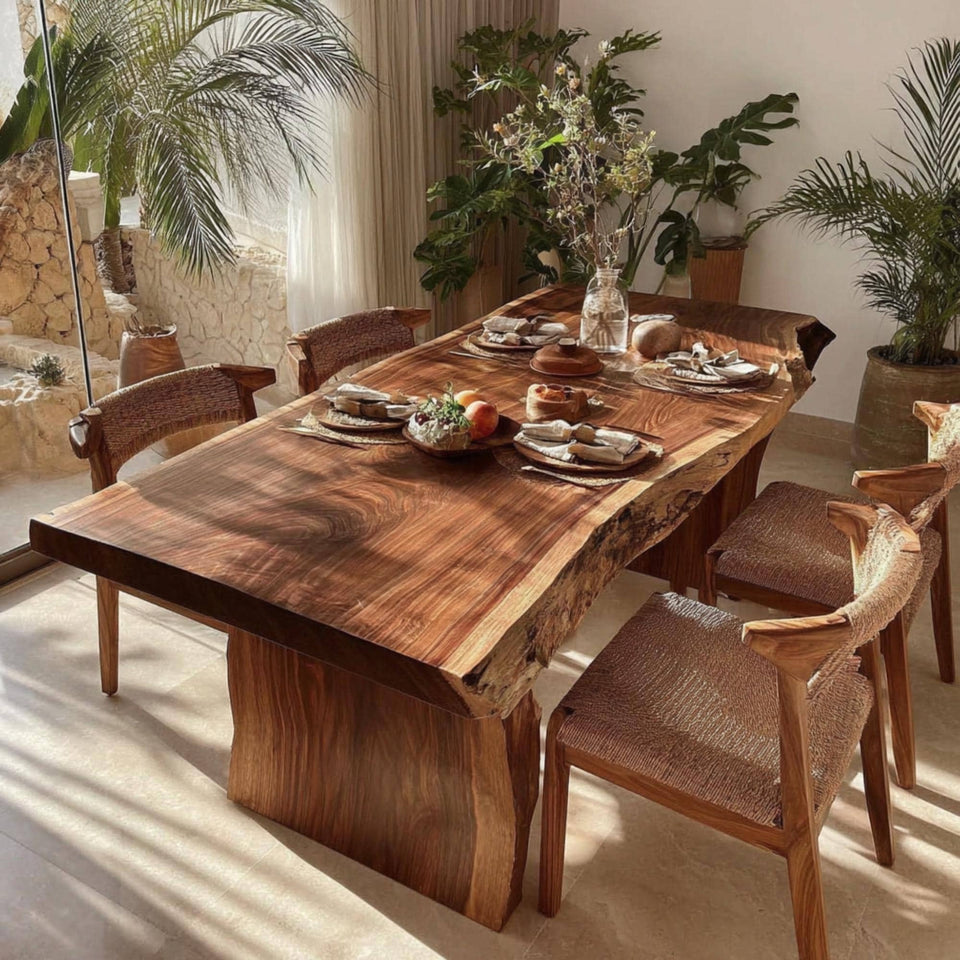 Custom Solid Walnut Table - Handmade Dining Table - Natural Wood Table - Live Edge Kitchen Table - Made to Order