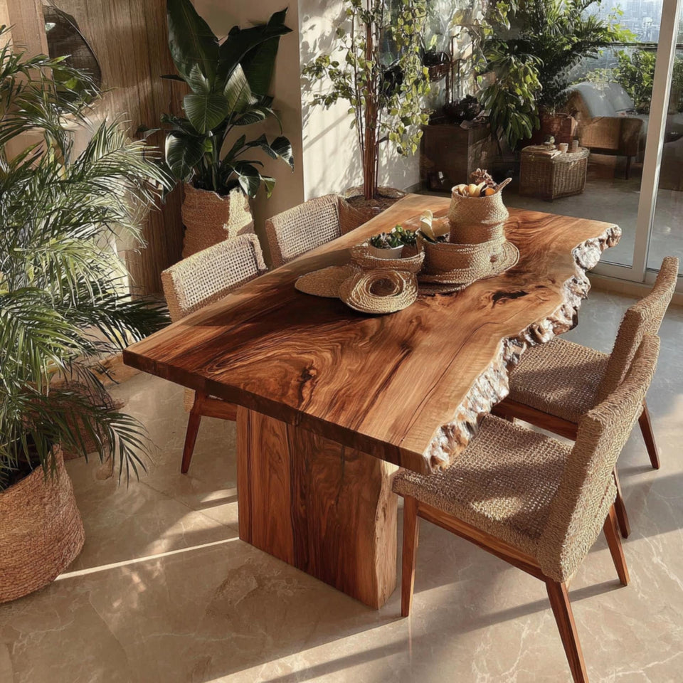 Custom Solid Walnut Table - Handmade Dining Table - Natural Wood Table - Live Edge Kitchen Table - Made to Order